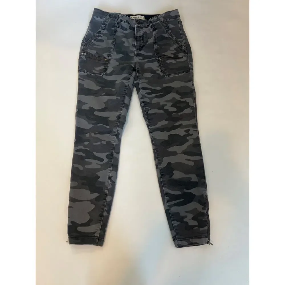 KNOX ROSE Utility Skinny Ankle Pants Gray camouflage Size 6 - Picture 1 of 13
